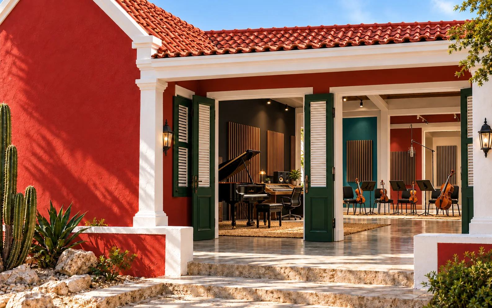 Concept artwork of a traditional Aruban house imagined as the XG Music House for Sound